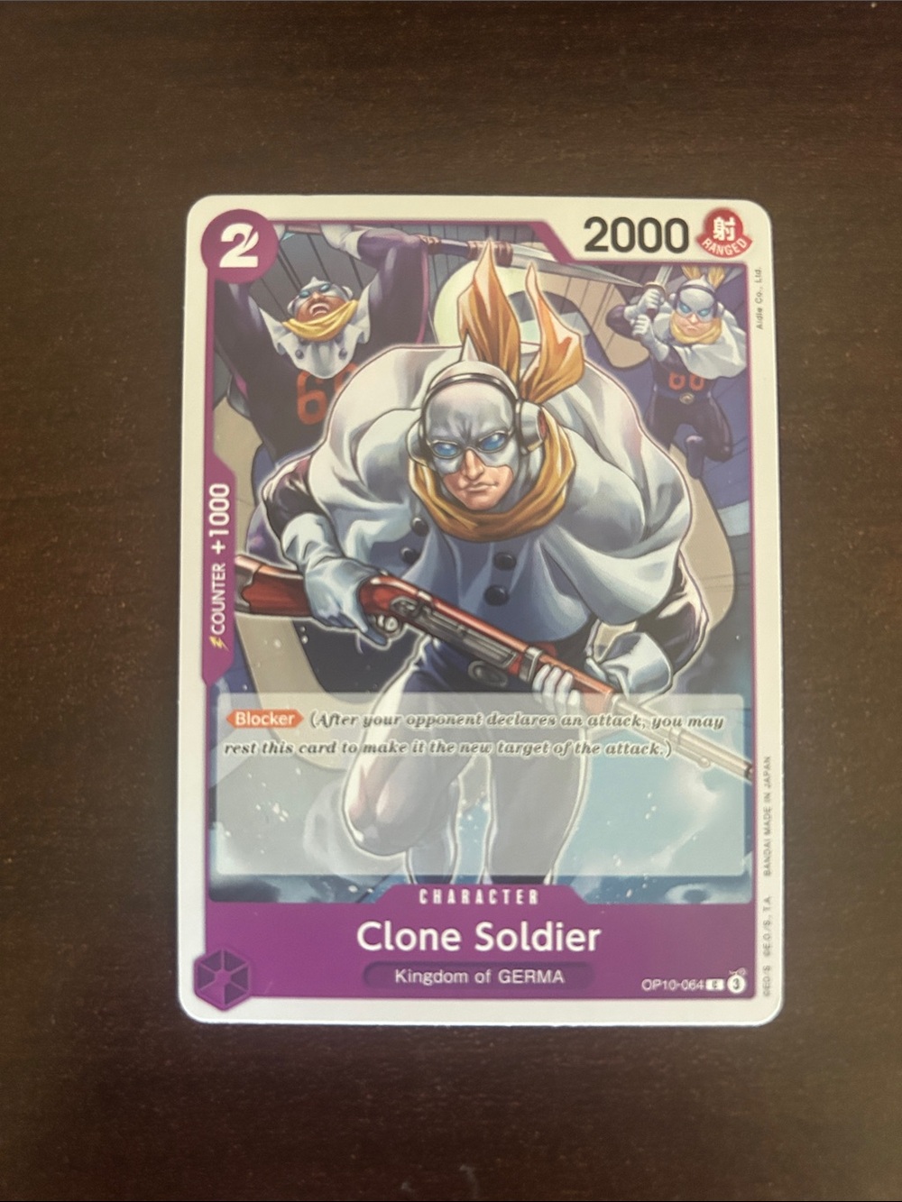 Onepiece Clone Soldier Trading Card – Purple, White, Gold Accents